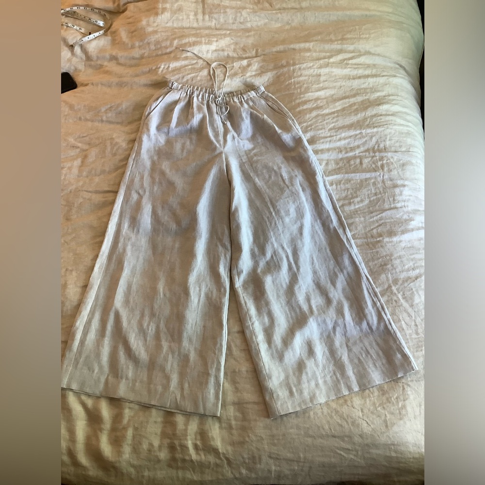 Joslin Linen Wide Leg Crop Pants Size 8